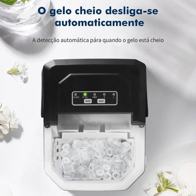 Smart Ice - Máquina de Gelo Portátil EUHOMY 12kg - Compacta, Silenciosa e Rápida